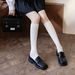 Chaussettes longues en coton style collège, automne-hiver, mi-tubes, uniforme JK, noir et blanc, au-dessus du genou_voghion.com