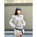 Autumn Glossy Satin Tassel Patchwork Textured Fashionable Short Blazer Heavy Craft Tube Top Half Skirt Set For Women_voghion.com