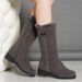Women's Shoes Winter Snow Fleece-lined Thick Wedge Non-slip Warm Side Zipper Cotton 41 Plus Size Women's Boots_voghion.com