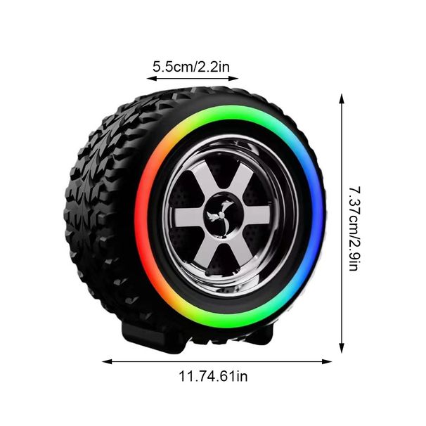Wireless Speaker Small Car Wheel Shaped Speaker With Led Light High-Capacity Battery Handheld Pocket Size_voghion.com