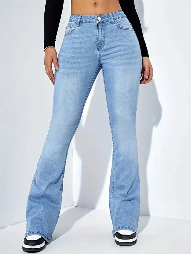 Damenbekleidung Retro Flared Jeans Gerade Lose Design Nischen Freizeithose_voghion.com