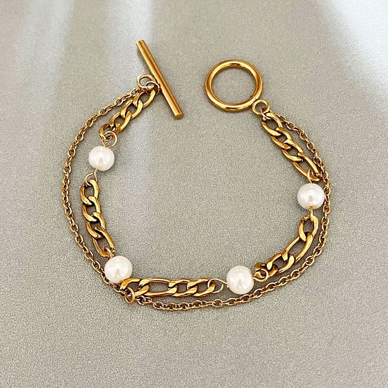 Nuovo braccialetto di perle a doppio strato OT, accessori di alta qualità in acciaio inossidabile, semplici e alla moda, per le donne_voghion.com
