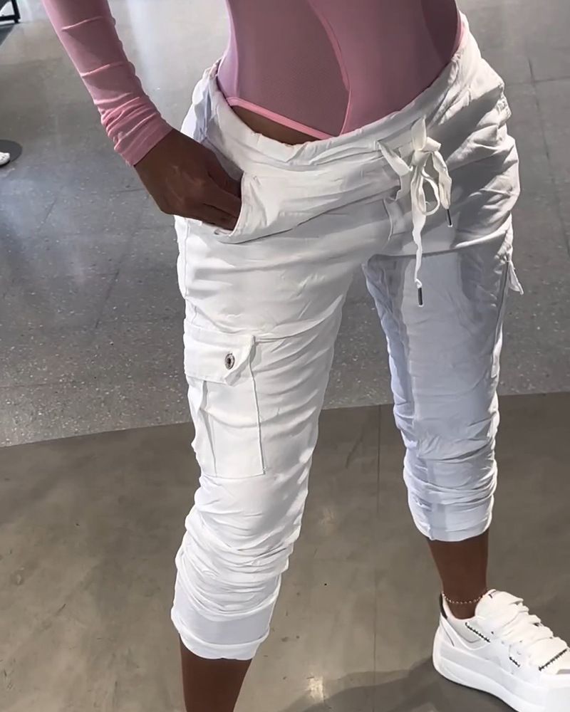 Pantalons décontractés à rivets en sangle mince pour femmes en automne et en hiver_voghion.com