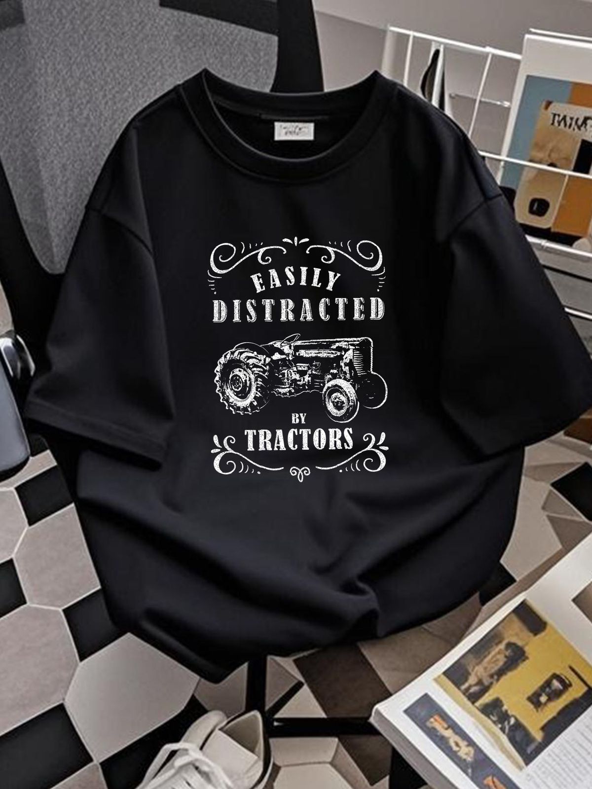 Zaino vintage divertente con stampa grafica, facilmente distratto dal trattore, grande capacità, zaini firmati, abbigliamento streetwear allungato, leggermente casual_voghion.com