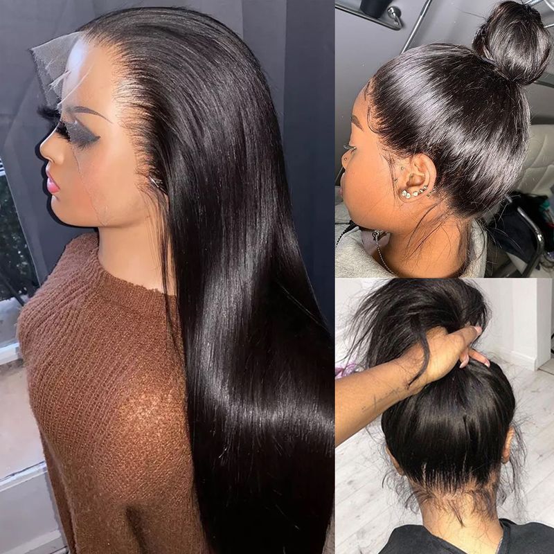 hot selling 30 Inch 13x4 Transparent Front Wigs Brazilian Straight Glueless 360 Human Hair Lace Frontal Wig for Black Women_voghion.com