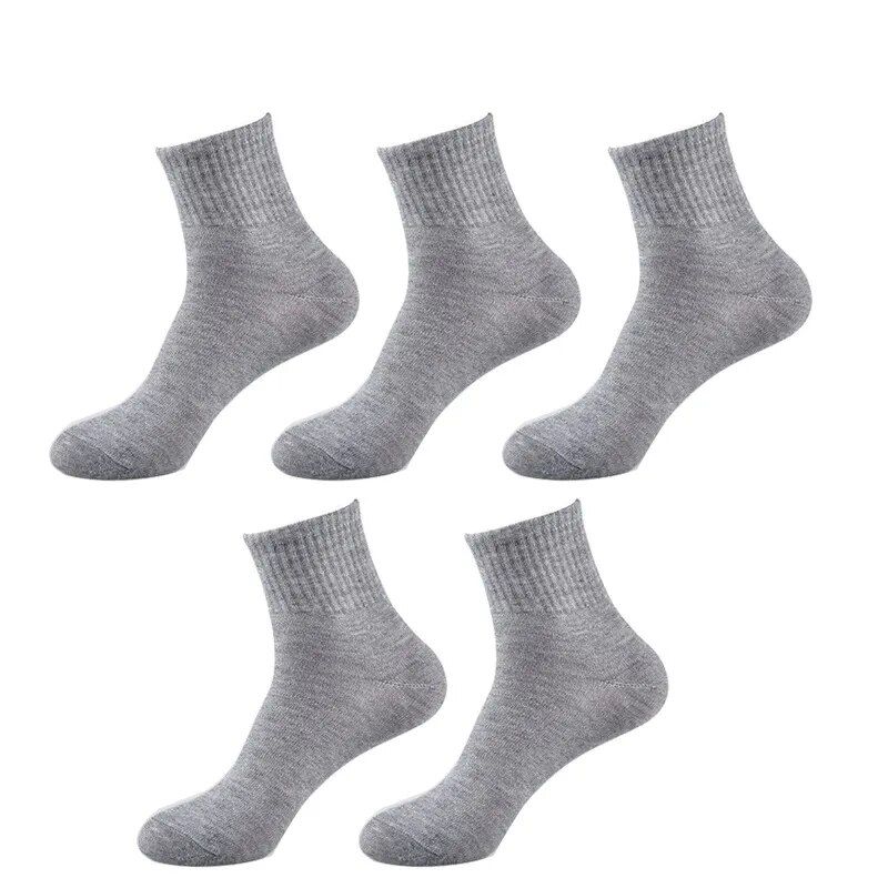 10 buc/5 perechi Unisex femei bărbați negru alb gri gleznă femeie masculin culoare solidă bumbac de înaltă calitate șosete scurte_voghion.com