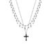 Collier avec pendentif croix serti de diamants, design tendance et sombre, pour femme, style niche, clavicule multicouches empilables_voghion.com