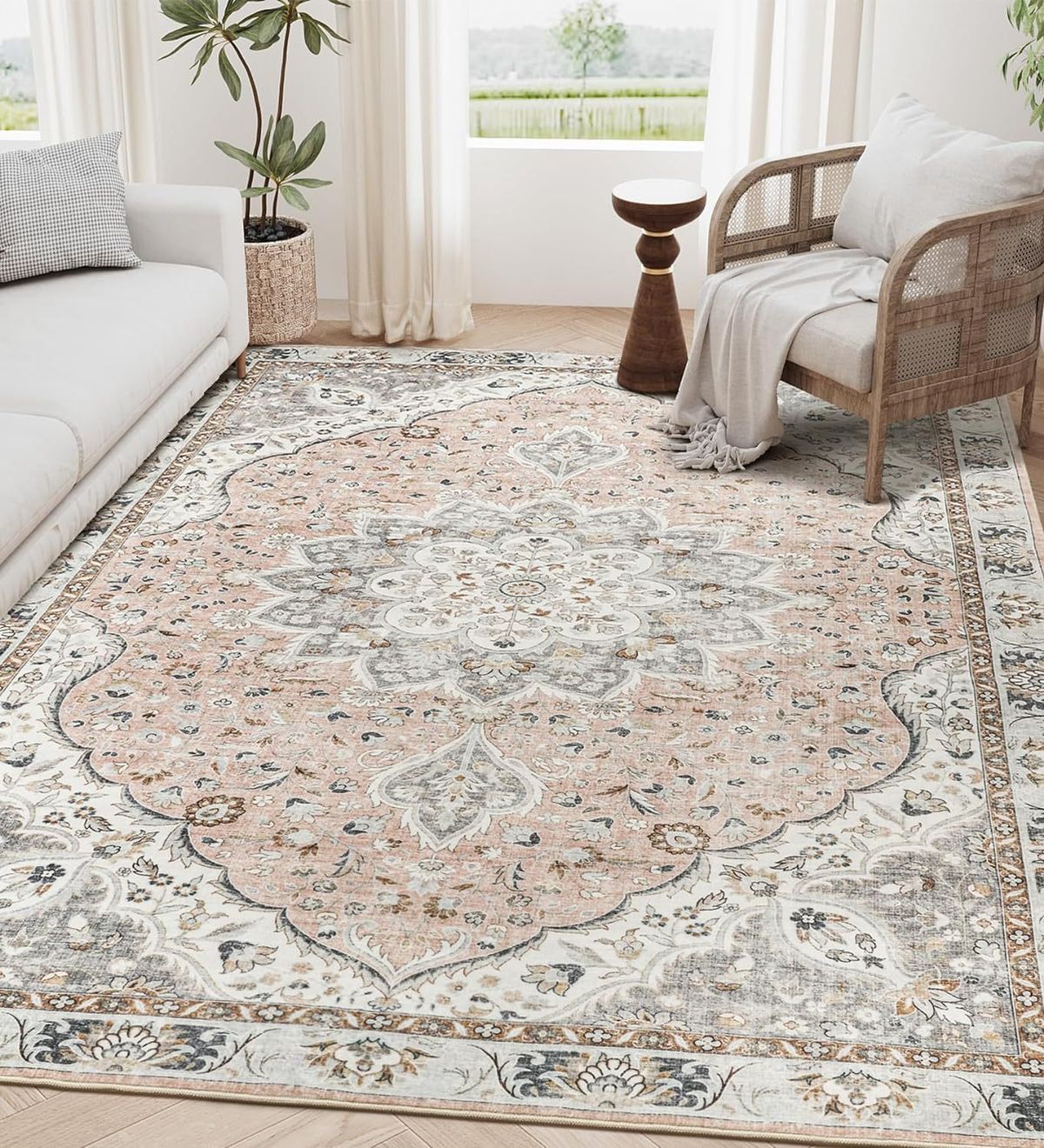 Ethnic Persian Carpet Retro Moroccan Floor Mat Home Living Room Coffee Table Mat Bohemian B&B Blanket_voghion.com