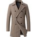 Herrenbekleidung Spot Herren Mittellange Woll- und Baumwolljacke Plaid Zweireihiger Wollmantel Herren_voghion.com