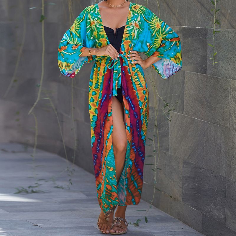 ​Women's Soft Cotton Beach Cover Up Kimono - Lightweight Sun Protection Swimwear Wrap For Vacation, Pool, Bikini & Resort_voghion.com