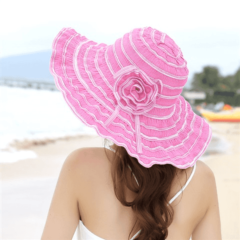 Frauen Sommer Sonne Reise UV Schutz Faltbare Einstellbare Breite Krempe Hut Für Strand_voghion.com