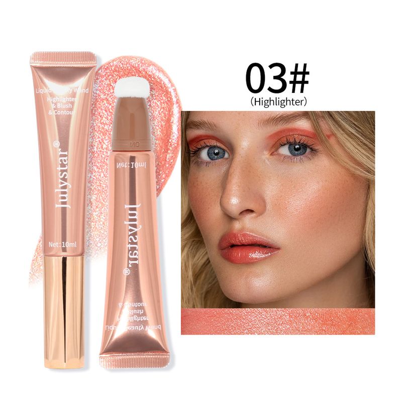 Julystar Liquid Blush Highlighter Contour Pen - Pearl Shimmer & Matte Dual-End Beauty Stick For Natural Radiance & 3D Contouring_voghion.com