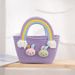 Borsa a mano in corda di cotone intrecciata con coniglietto dei cartoni animati, borsa arcobaleno per ragazze, borsa per snack, souvenir, primavera e felicità_voghion.com