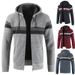 Men's New Plush and Thick Hooded Cardigan with Color Blocking Sweater and Youth Jacket_voghion.com