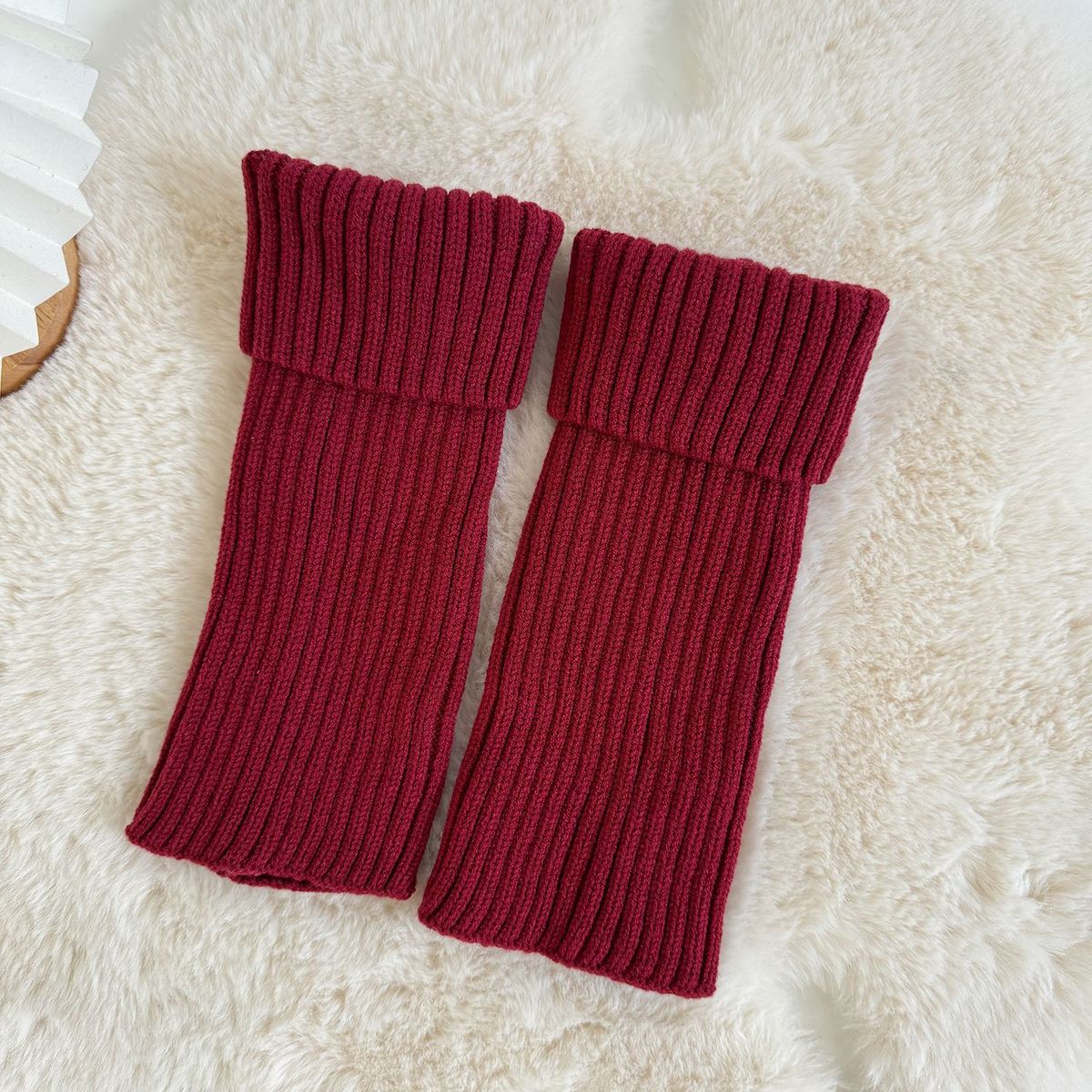 Pure color wool knitted socks pile socks Japanese style calf socks autumn and winter warm jk leg cover simple all-match gentle style_voghion.com
