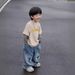 Pantaloni casual versatili alla moda per bambini, nuovi pantaloni in denim lavato per bambini, primavera e autunno 2024, stile carino_voghion.com