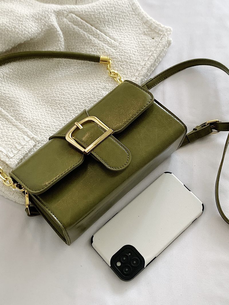 Geantă crossbody simplă, cu un singur umăr, tip pătrat mic, la modă în 2024, elegantă anul acesta, cu cataramă._voghion.com