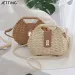 Borsa da spiaggia a tracolla con tracolla in corda di paglia intrecciata, elegante e alla moda, da donna, 240820_voghion.com