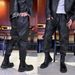 Punk Street Autumn And Winter Men's Skinny PU Leather Long Pants With Binding..._voghion.com