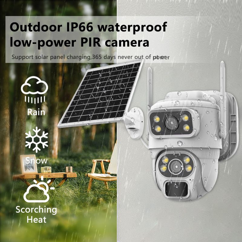 QL08 Solar Low Power Consumption WiFi/4G Surveillance Camera Lens Dual Screen HD Smart_voghion.com