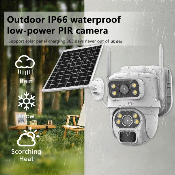 QL08 Solar Low Power Consumption WiFi/4G Surveillance Camera Lens Dual Screen HD Smart_voghion.com