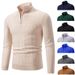Herren-Strickpullover, Herren-Strickpullover mit halbhohem Rollkragen und Reißverschluss, Langarm, lässig, schmale Passform, bequem für Frühling und Herbst_voghion.com