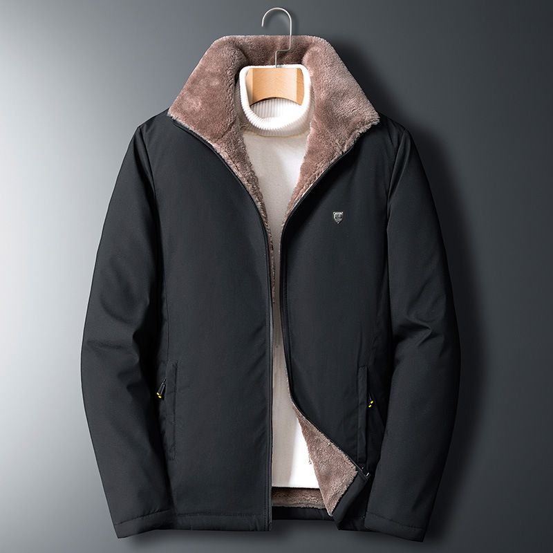 Herrenbekleidung plus Kaschmir plus superdicker Baumwollmantel mit Stehkragen und wattierter Jacke_voghion.com