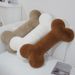 Bone Shaped Large Premium Plush Pillow For Dogs And Cats With Soft Short Plush Fabric In Caramel Almond And Creamy White Colors Comfort For Cozy_voghion.com