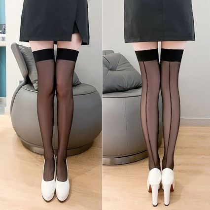 2025d Garnelenstrümpfe Sexy Rücken Vertikale Linie Mittellinie Lange Hohe Röhre Rutschfeste Socken Bis Zum Oberschenkel_voghion.com