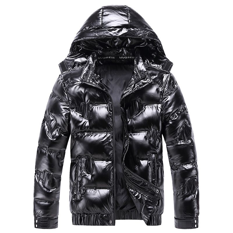 Giacca imbottita in cotone con cappuccio da uomo, elegante giacca streetwear in cotone con cappuccio da uomo - Cappotto invernale casual slim fit con cerniera per la moda urbana_voghion.com