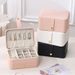 Caja de almacenamiento de gran capacidad, espejo, aretes de múltiples capas, joyas de anillo, collar, caja de joyería de lápiz labial_voghion.com
