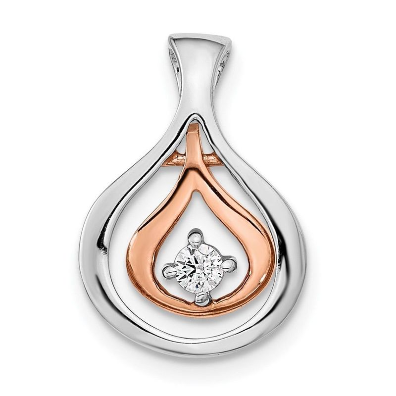 14k Two-tone Polished Fancy Diamond Chain Slide_voghion.com