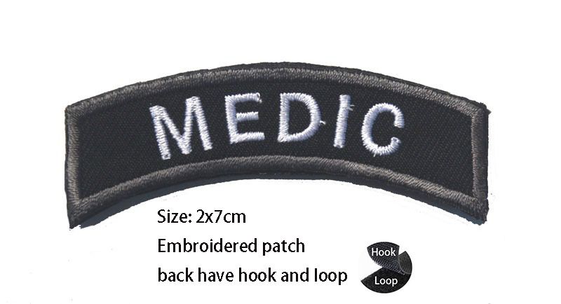 Medalion MEDIC din seria Medical Rescue, brodat cu material textil, atașat cu nailon, tăiat cu laser, medalion IR, plasture reflectorizant cu velcro MED_voghion.com