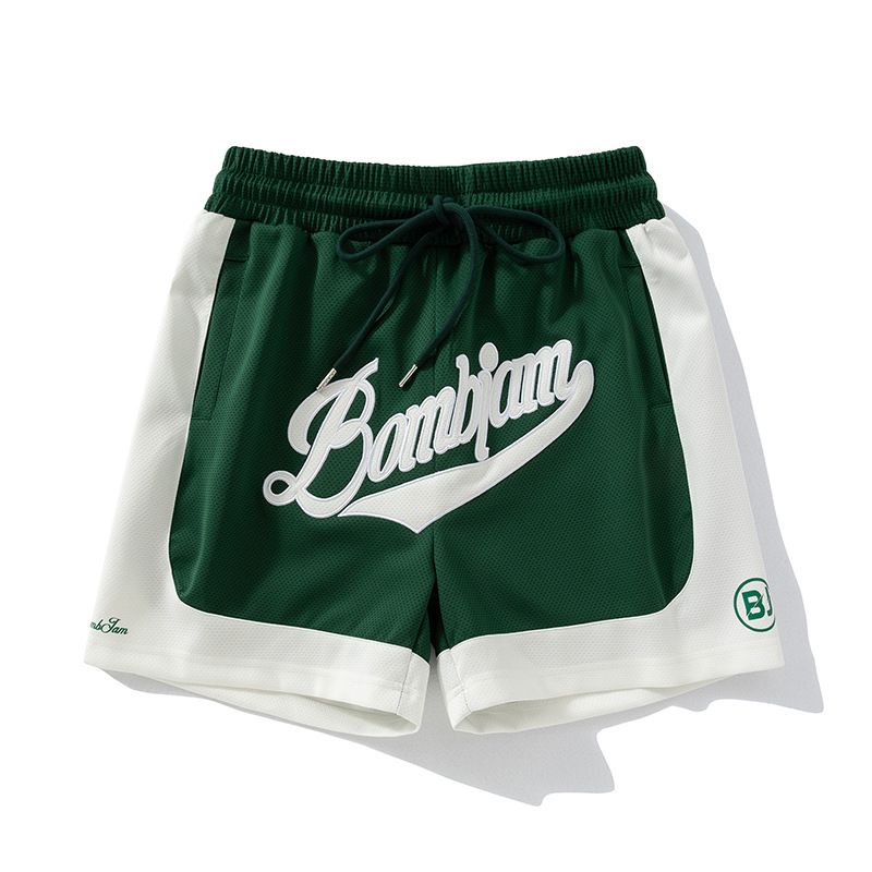Herrenbekleidung Lockere Laufshorts aus schnell trocknendem Mesh in Kontrastfarbe für Basketball-Shorts_voghion.com