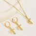 Set di collana e orecchini a croce semplice e di lusso con zirconi intarsiati, catena per clavicola_voghion.com