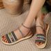 Thick sole two in one line slippers for women's new ethnic style hemp rope colored rhinestone beach sandals, large size_voghion.com