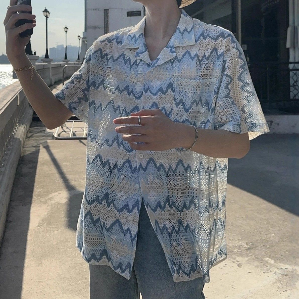 Camicia da uomo a maniche corte in stile hawaiano per le vacanze - Tessuto traspirante simile al lino, vestibilità comoda e casual, ideale per la spiaggia e l'estate_voghion.com