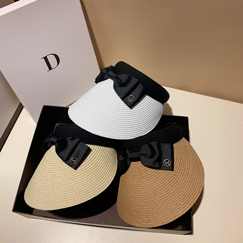 Vielseitiges UV- und Schutzwerkzeug Leerer Strohhut für Damen am Strand in koreanischer Version, Sonnenhut ohne Oberteil_voghion.com