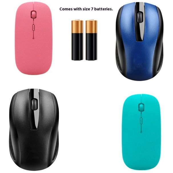 Mouse ottico wireless per PC e laptop – Mouse ergonomico silenzioso da 2,4 G con 1600 DPI, plug & play per ufficio e casa (nero/bianco/blu/rosa/verde)_voghion.com