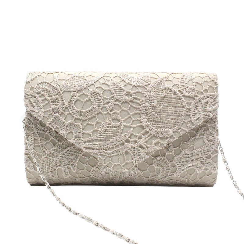 Borsa da sera in pizzo e raso con scollo a V e pochette di copertura_voghion.com
