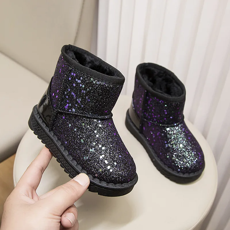 Warm Kids Snow For Children New Toddler Winter Princess Child Shoes Non-slip Flat Round Toe Boys Girls Baby Lovely Boots_voghion.com