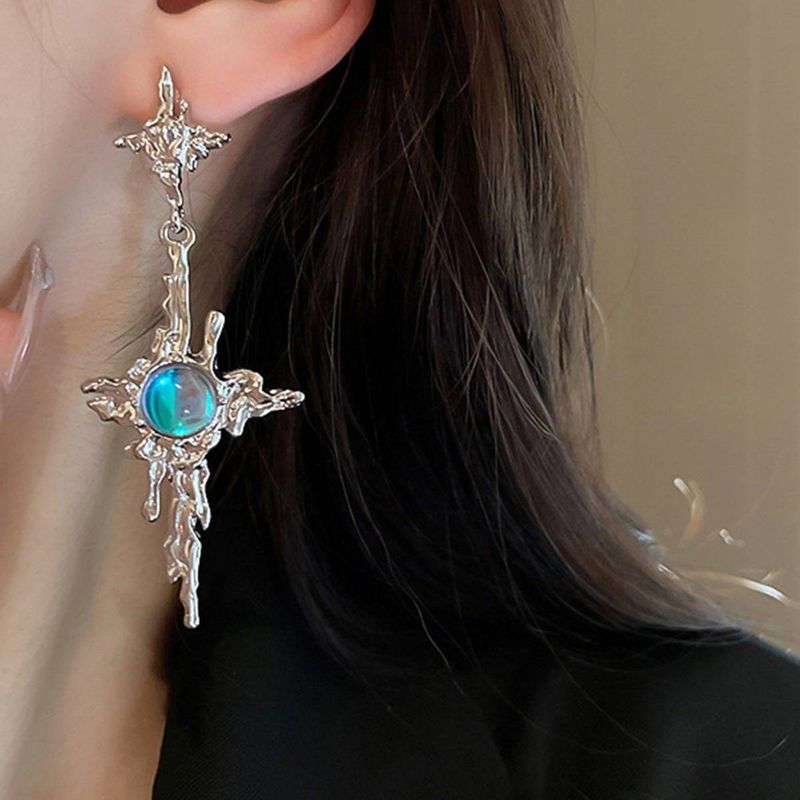 2 sweet and lovely liquid starry moonstone earrings suitable for women to wear daily birthday gifts to friends_voghion.com