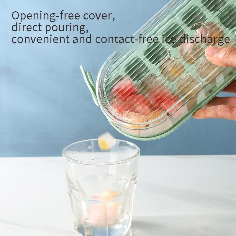 IJsblokjesvorm van kunststof, ijsblokjesvorm voor levensmiddelen, ijsblokjesvorm voor thuisgebruik met deksel, gemakkelijk te ontvormen bevroren ijsartefact_voghion.com