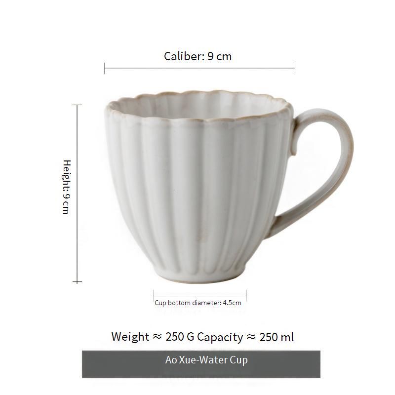 Petal Relief Ceramic Mug Retro Kiln Changed Glaze Latte Coffee Cup_voghion.com