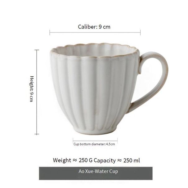 Petal Relief Ceramic Mug Retro Kiln Changed Glaze Latte Coffee Cup_voghion.com