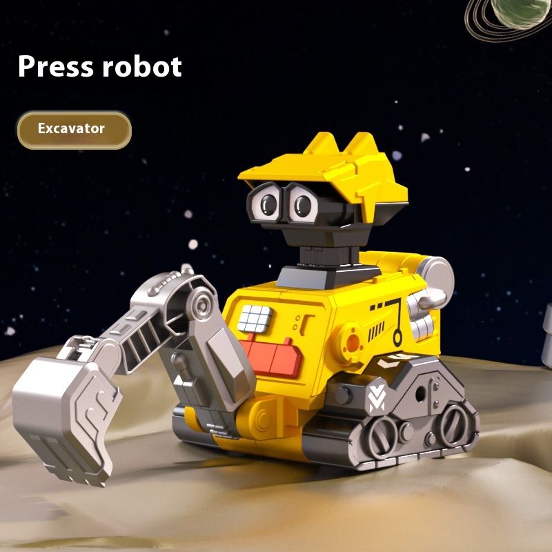 Children Press Robot Inertial Engineering Vehicle Excavator Forklift Toy Car Gift_voghion.com