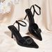 New pointed sandals retro style buckle bun head back empty high heel sandals_voghion.com