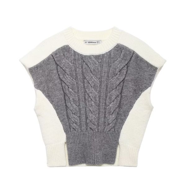 Women's clothing 2024 autumn and winter new versatile drawstring patterned knitted vest_voghion.com