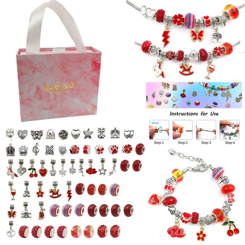Pink gift box set 7 colors hot selling children's DIY handmade crystal bracelet jewelry female gift bracelet_voghion.com