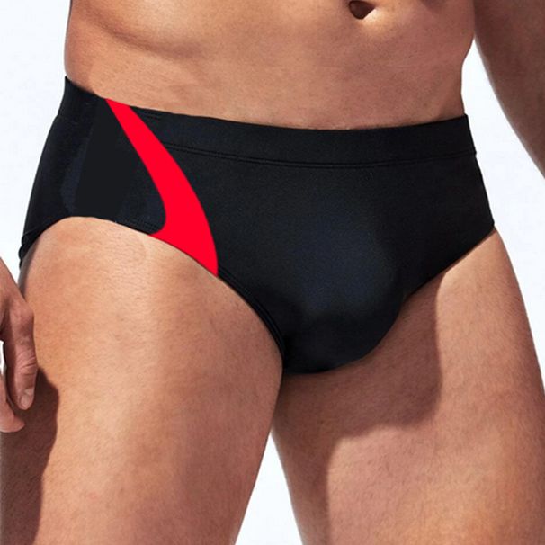 Costume da bagno da uomo anti-esposizione e imbarazzo, con triangolo laterale, tinta unita, sportivo e per il tempo libero_voghion.com